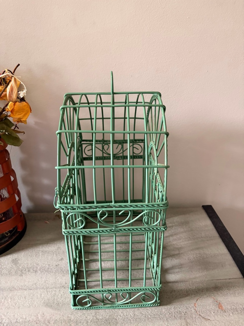 Decorative Mint Green Metal Birdcage - Picture 3 of 6